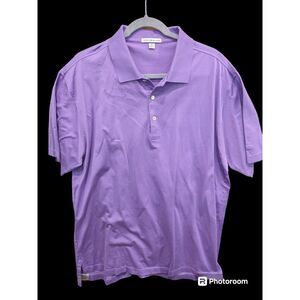 Peter Millar Men's Golf Shirt XL  Purple  100% cotton Logo‎ On Sleeve